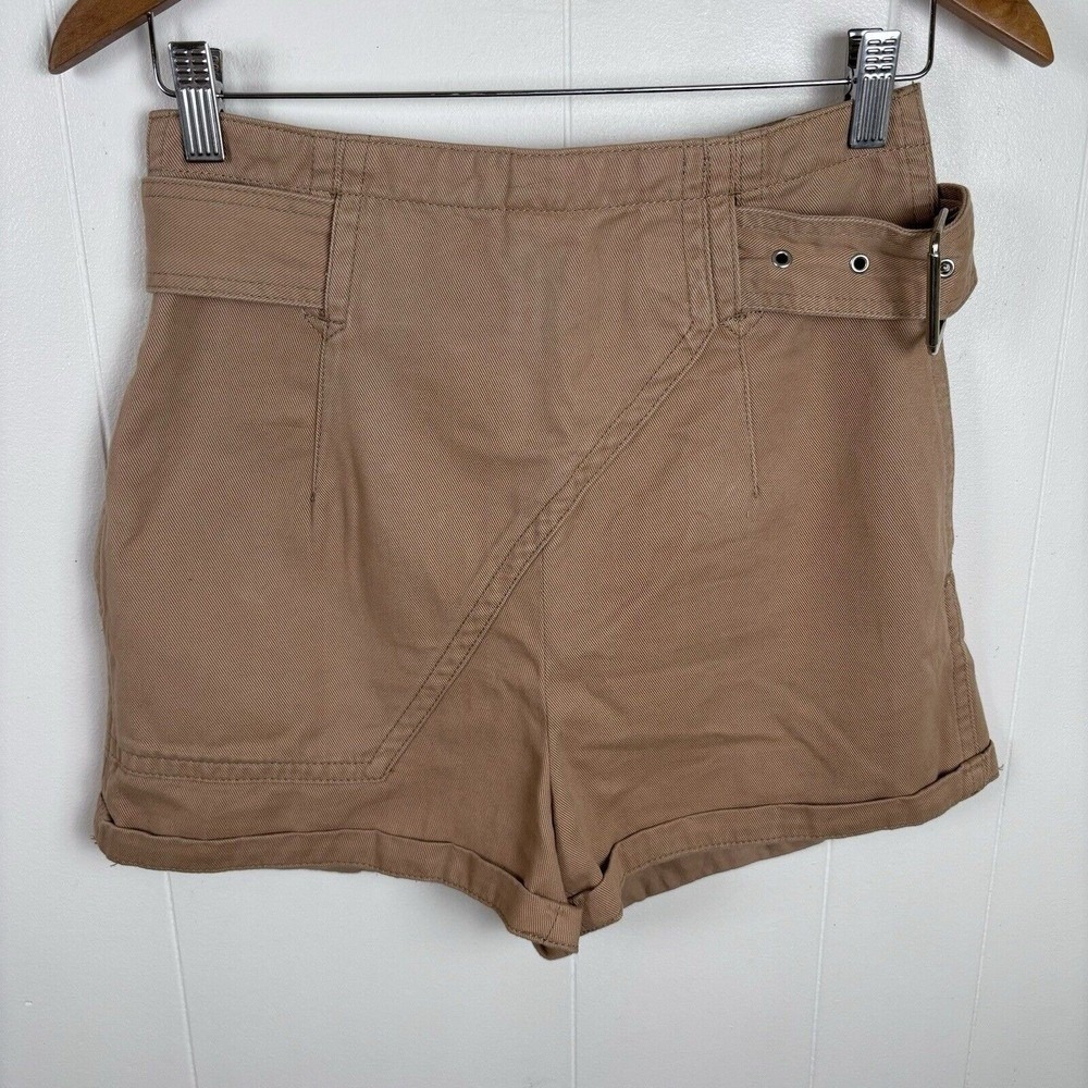 Urban Outfitters‎ Size 4 Tan High Rise Waisted Belted Buckle Twill Shorts